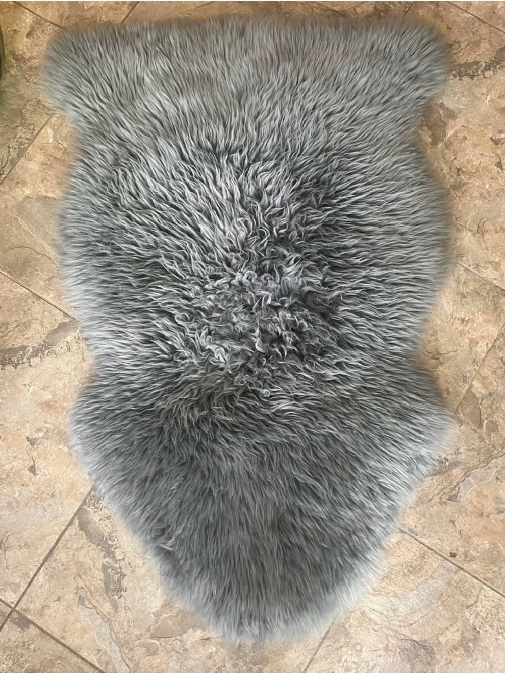 Silver/gray genuine sheepskin rug